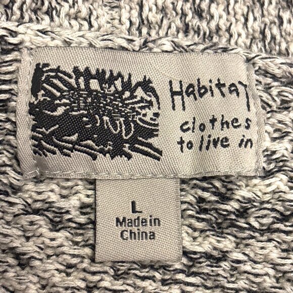 HABITAT Marled B/W Cardigan Sweater L Waterfall Lagenlook Neutral Open Shawl B&W - Picture 8 of 10